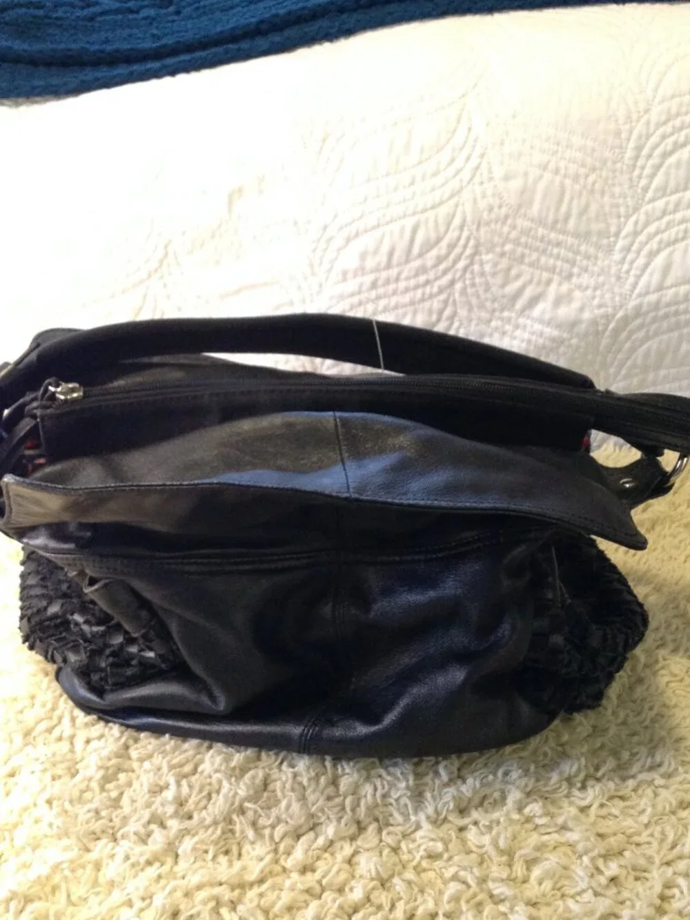 VTG 1990 Francesco Biasia Hobo Bucket Bag/Italy Designer Sheep Leather Quiet Lux